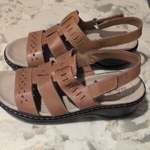 Clarks Tan Leather Women's Sandals